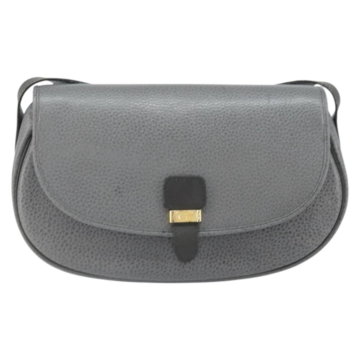 Christian Dior CD Shoulder bag Leather, GRAY, LEATHER, Shoulder bag
