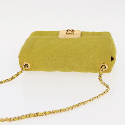 Chanel Chic With Me Flap Bag Quilted Jersey, YELLOW, COTTON, Shoulder bag
