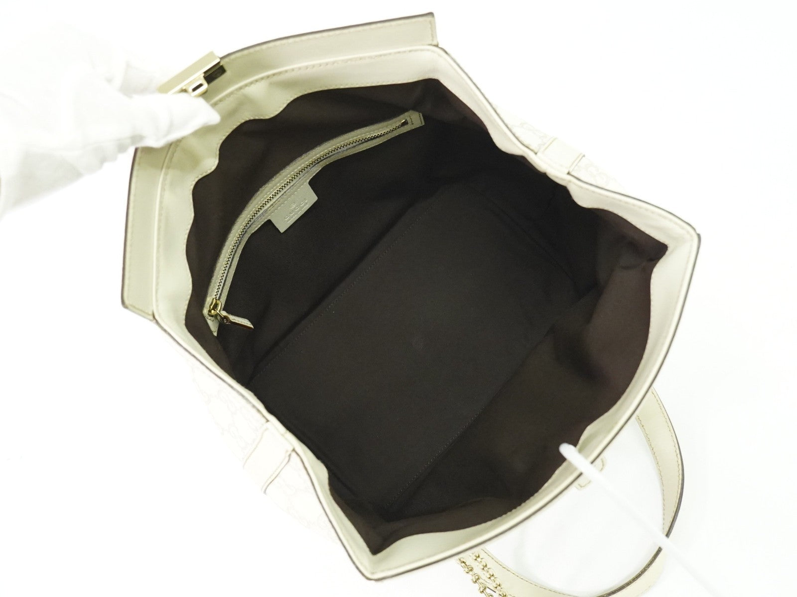 Gucci Treasure Tote Guccissima Leather, ECRU, LEATHER, Handbag