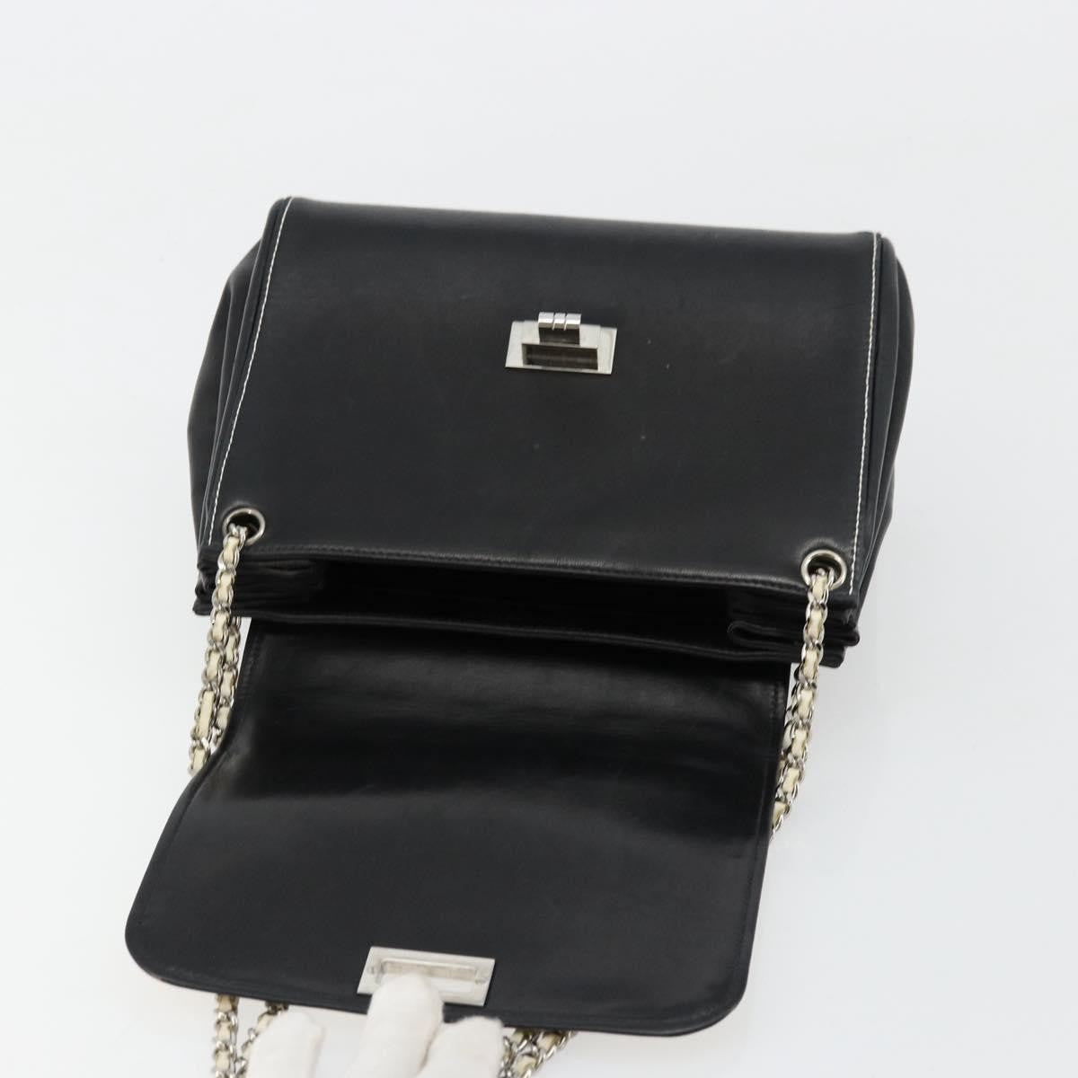 Chanel Chocolate Bar Accordion Reissue Flap Bag Quilted Lambskin, Black, Leather, Handbag