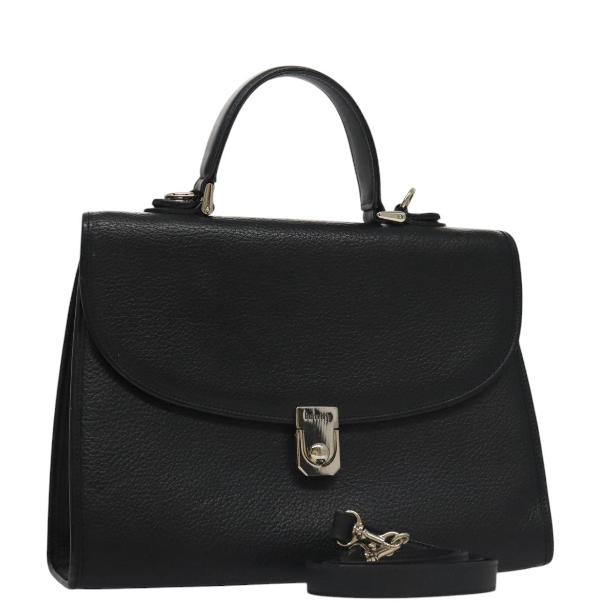 Burberry Vintage Handbag Leather, BLACK, LEATHER, Handbag