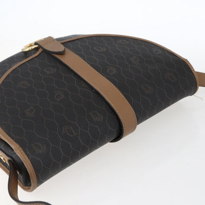 Christian Dior Vintage Honeycomb Shoulder Bag Canvas and Leather, BLACK, CANVAS, Shoulder bag