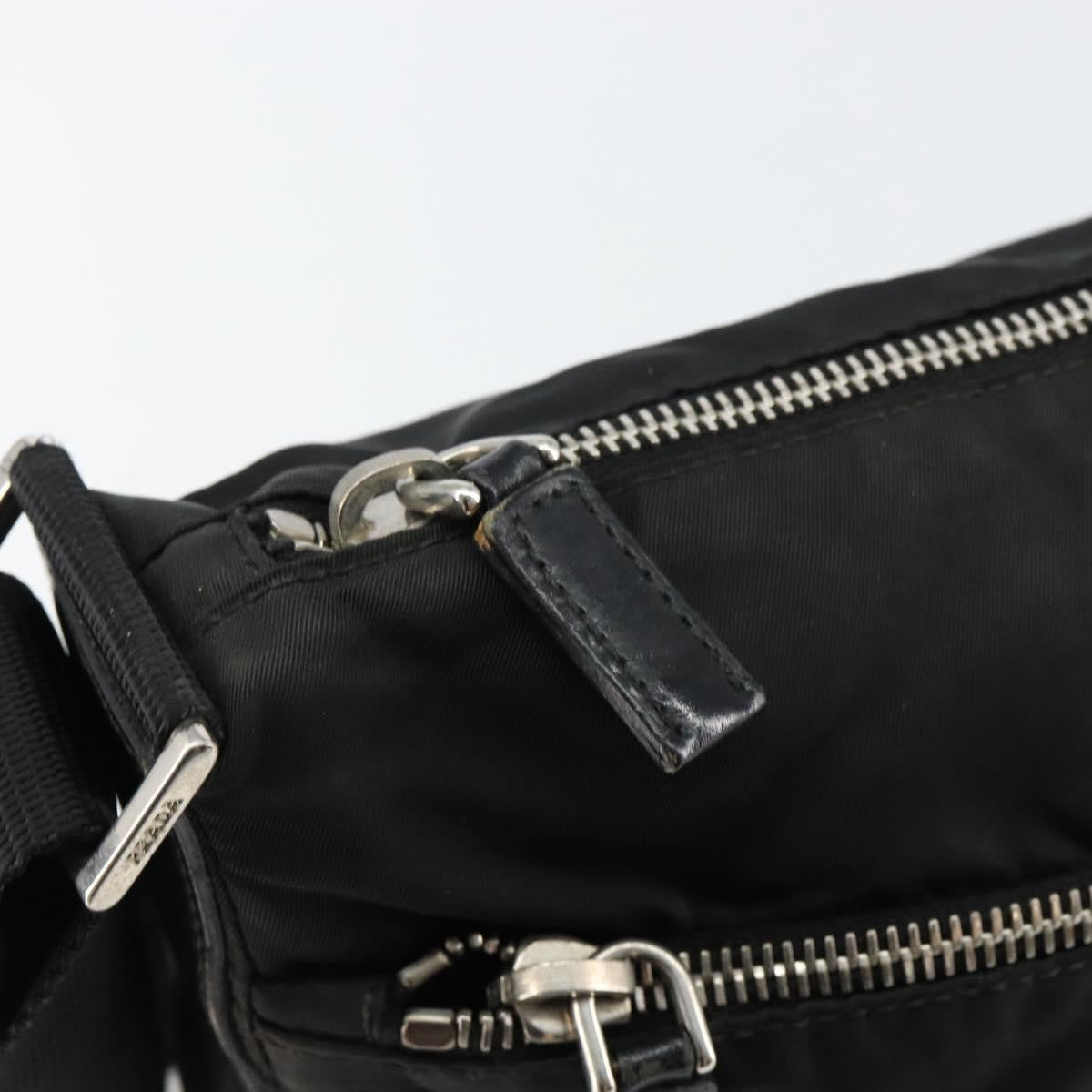 Prada Front Zip Messenger Bag Tessuto, BLACK, NYLON, Shoulder bag