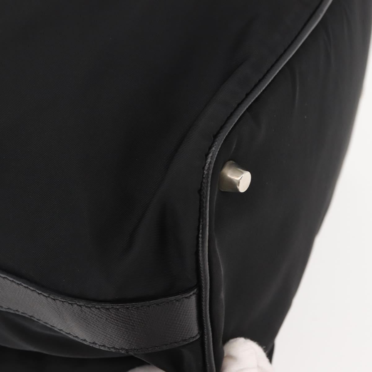 Prada Double Pocket Drawstring Shoulder Bag Tessuto, Black, Nylon, Shoulder Bag