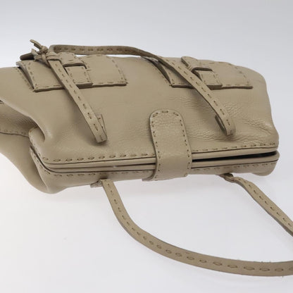 Fendi Selleria Tote Leather, BEIGE, LEATHER, Tote bag