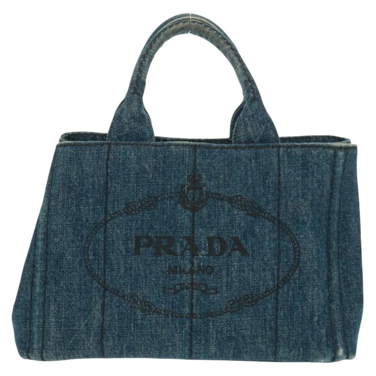 Prada Canapa Tote Denim, BLUE, DENIM_JEANS, Tote bag
