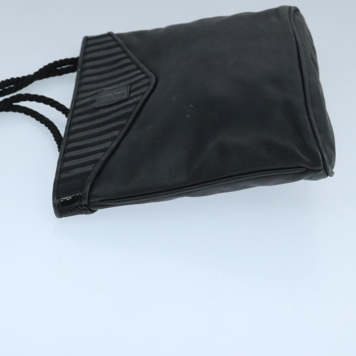 Fendi FF Logo Stamp Zip Pouch Printed Leather, BLACK, LEATHER, Shoulder bag