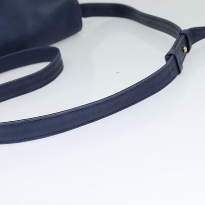 Celine Circle logo Leather, NAVY, LEATHER, Shoulder bag
