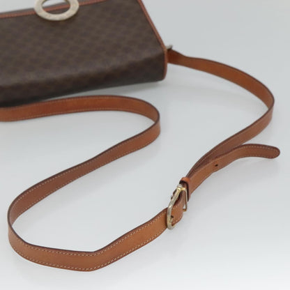 Celine Vintage Macadam Circle Logo Shoulder Bag Canvas and Leather, Brown, Canvas, Shoulder Bag