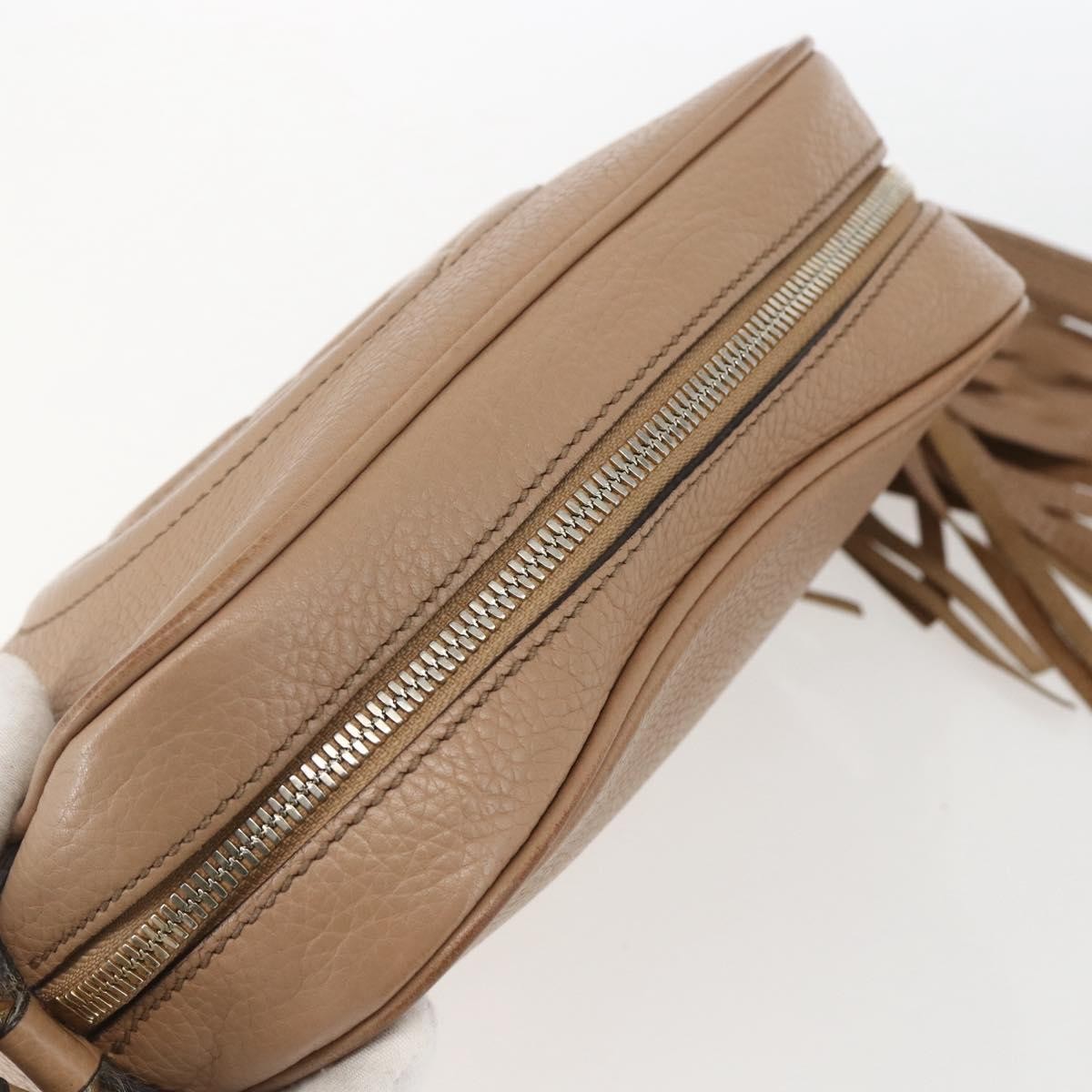Gucci Soho Disco Crossbody Bag Leather, BEIGE, LEATHER, Shoulder bag