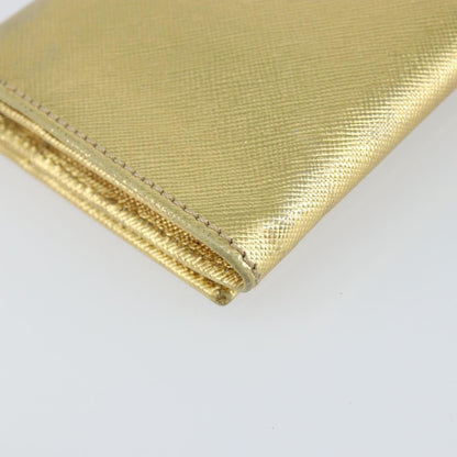 Prada Continental Wallet Saffiano Leather, GOLD, LEATHER, Wallets