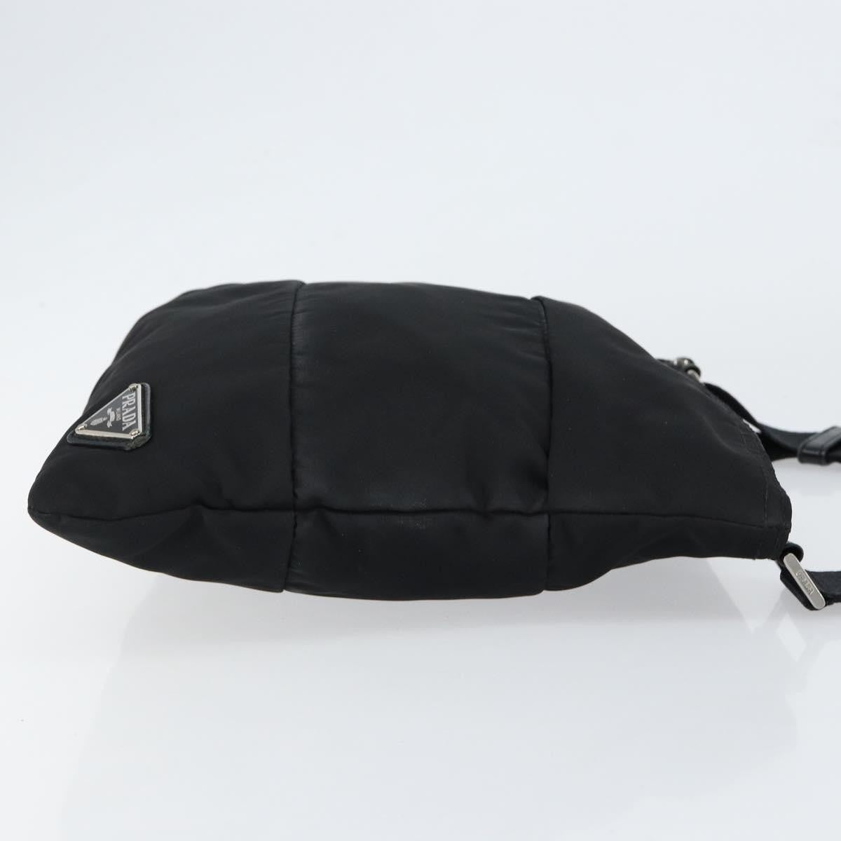 Prada Zip Messenger Bag Horizontal Quilt Tessuto, BLACK, NYLON, Shoulder bag