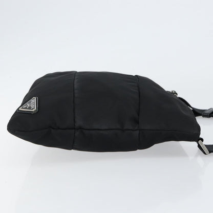 Prada Zip Messenger Bag Horizontal Quilt Tessuto, BLACK, NYLON, Shoulder bag