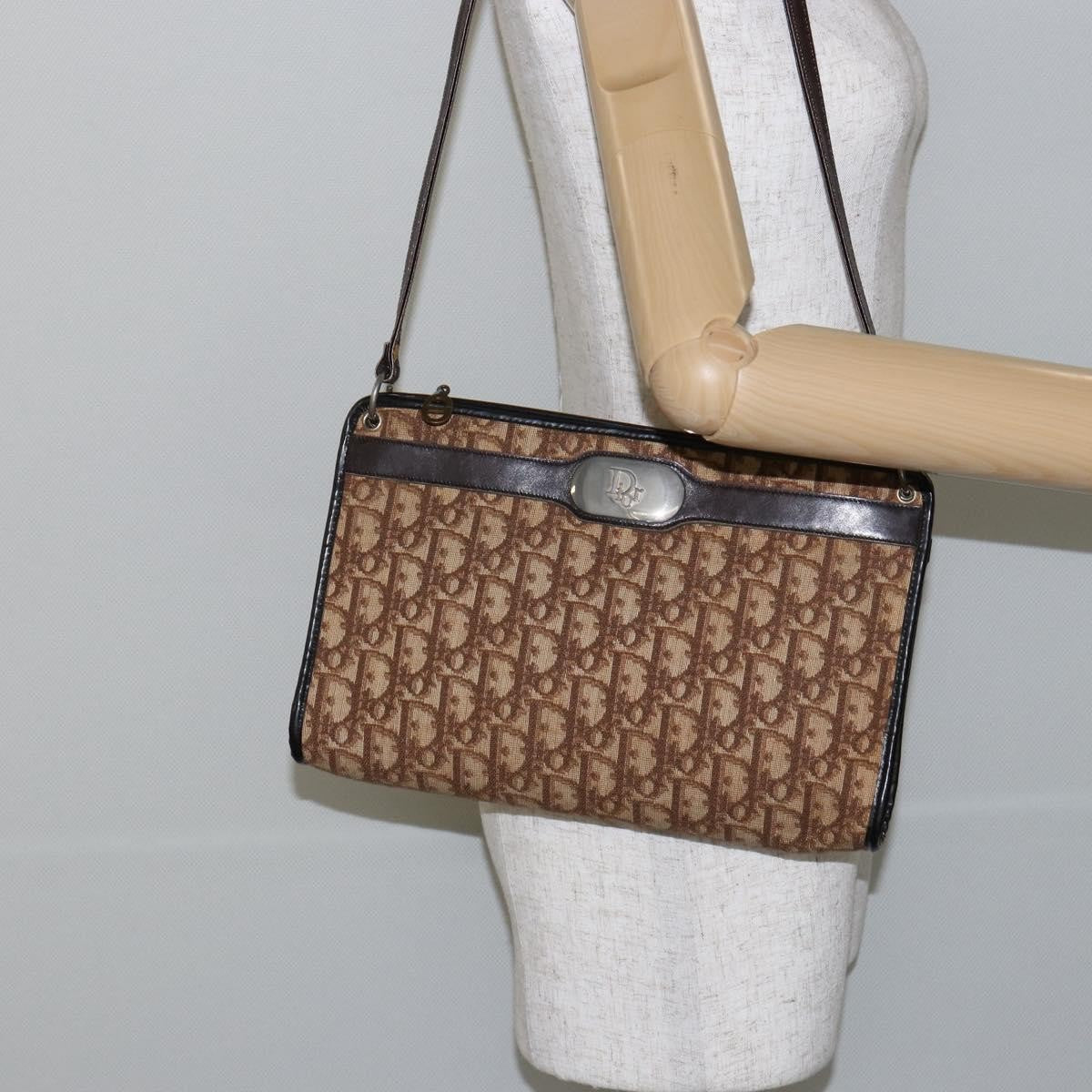Christian Dior Vintage Trotter Shoulder Bag Canvas, BROWN, CANVAS, Shoulder bag