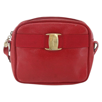 Salvatore Ferragamo Vara Bow camera Shoulder Bag Leather, RED, LEATHER, Shoulder bag