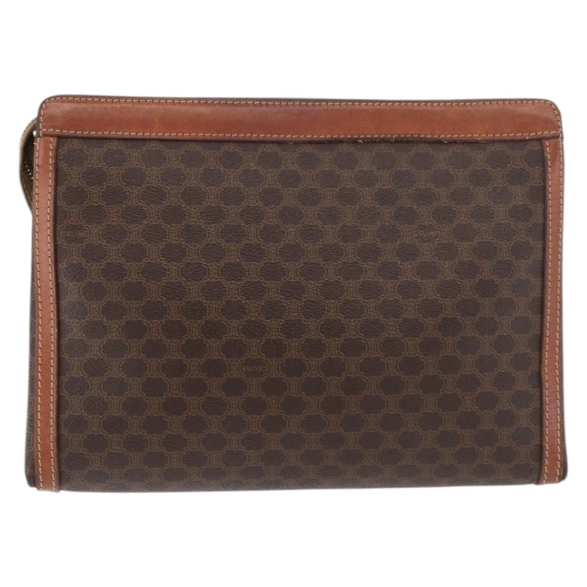 Celine Macadam Pochette Canvas, Black, Canvas, Clutch
