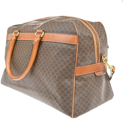 Celine Vintage Macadam Boston bag Canvas and Leather, BROWN, CANVAS, Travel bag
