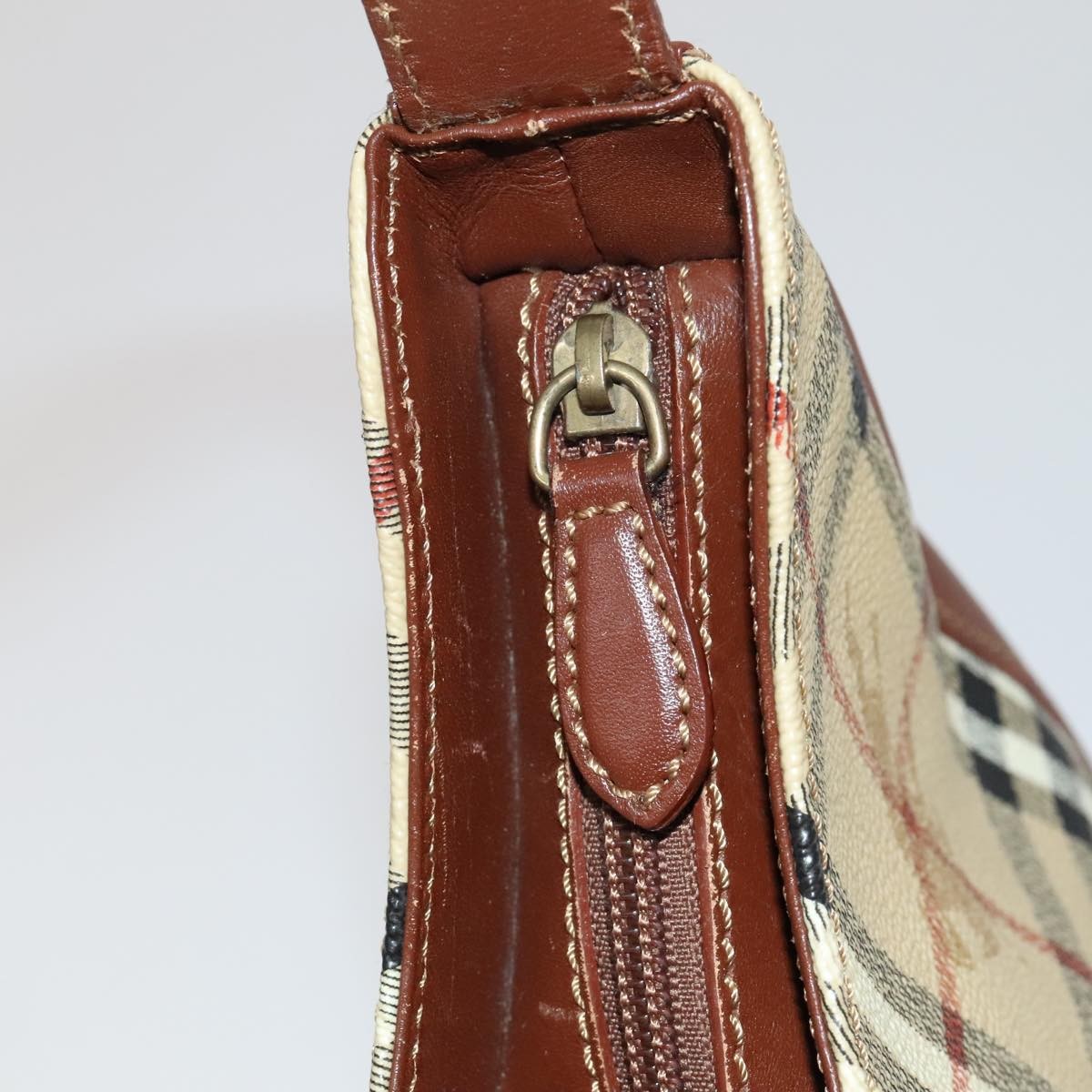 Burberry Shoulder Bag Haymarket Coated Canvas, BEIGE, PVC, Shoulder bag