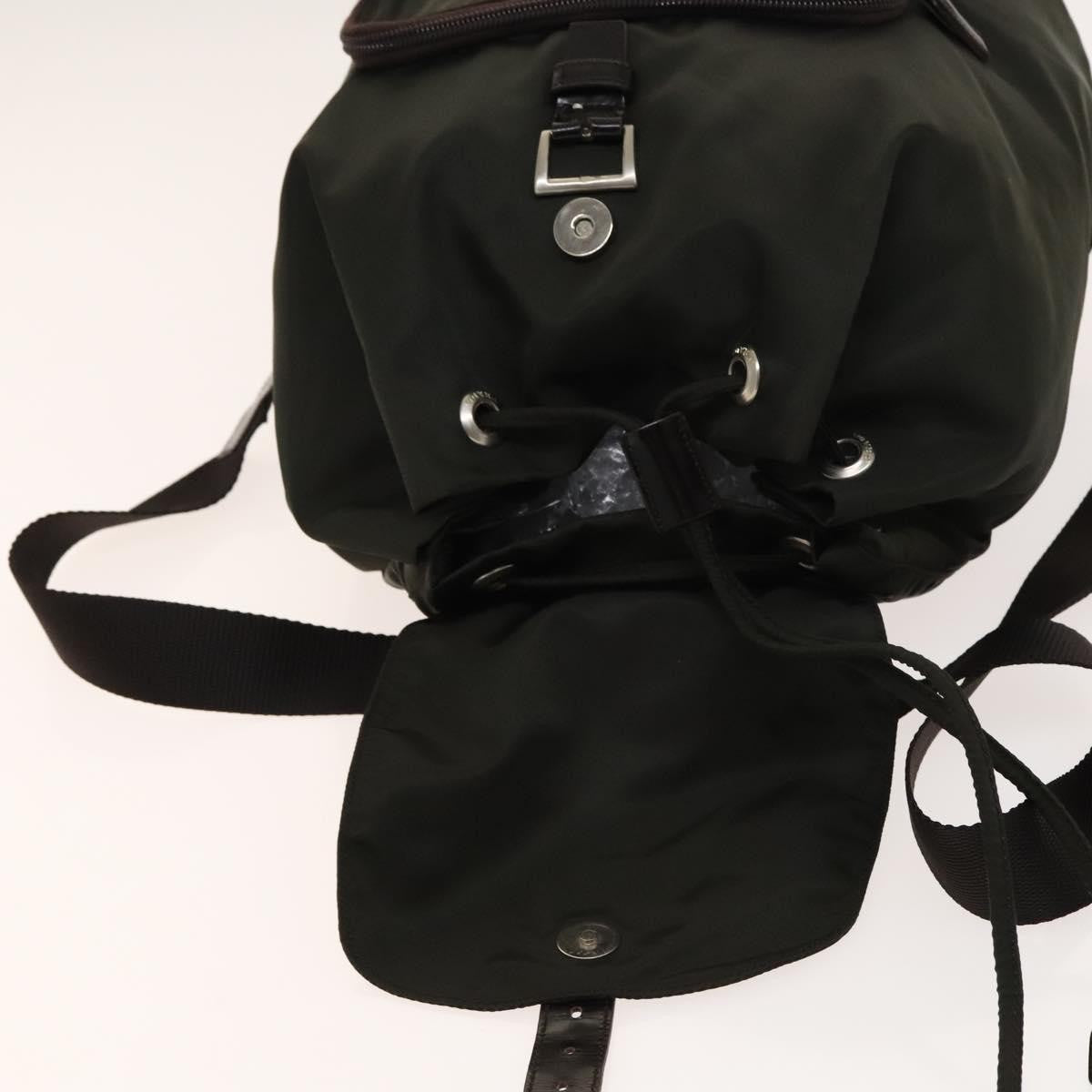 Prada Front Pocket Buckle Backpack Nylon, Khaki, Nylon, Backpack
