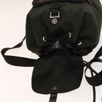 Prada Front Pocket Buckle Backpack Nylon, Khaki, Nylon, Backpack