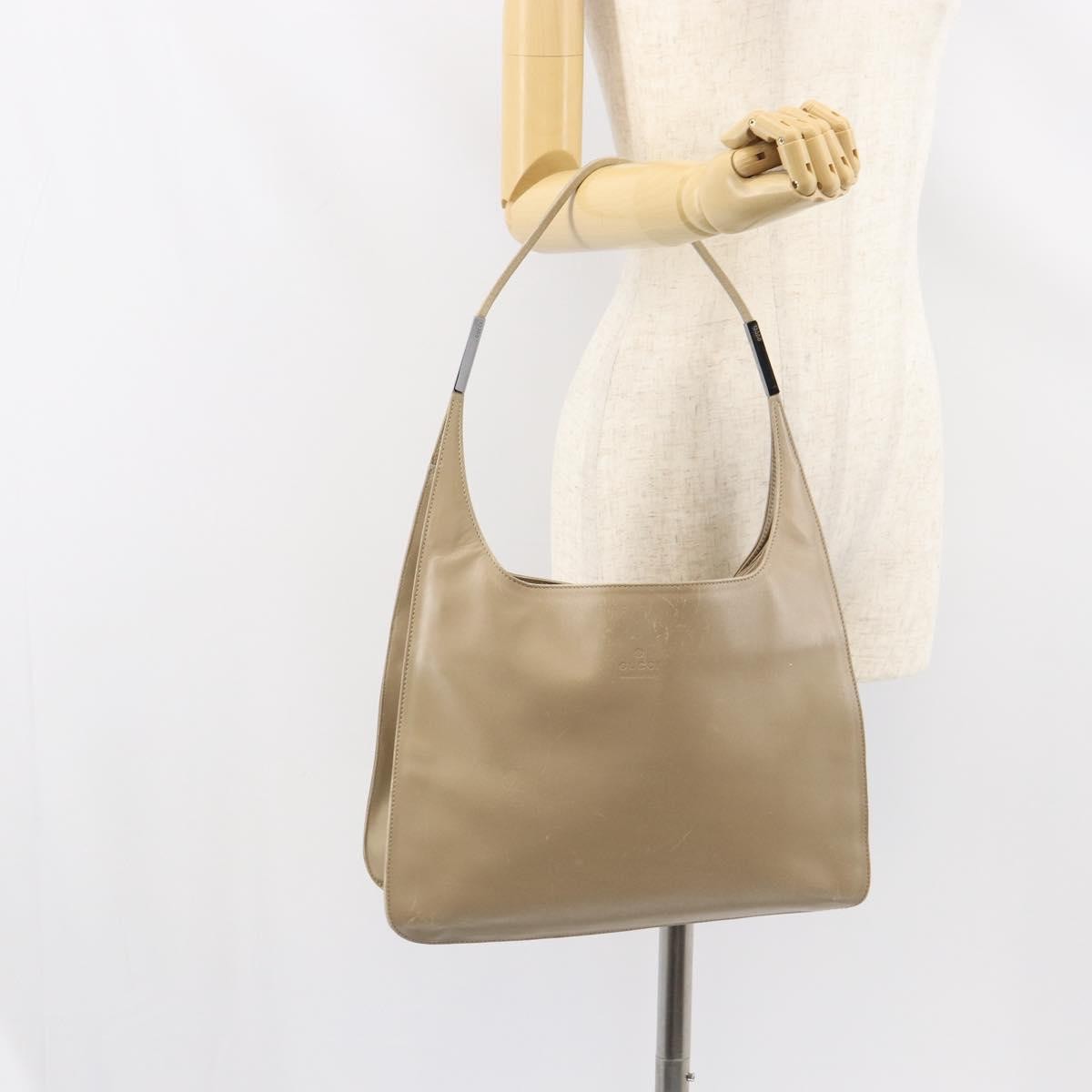 Gucci Vintage Shoulder Bag Leather, BEIGE, LEATHER, Shoulder bag