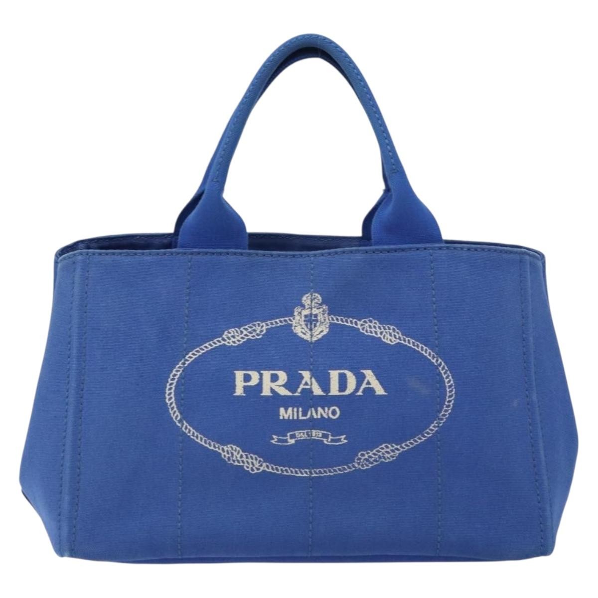 Prada Canapa Open Tote Canvas, BLUE, CANVAS, Tote bag