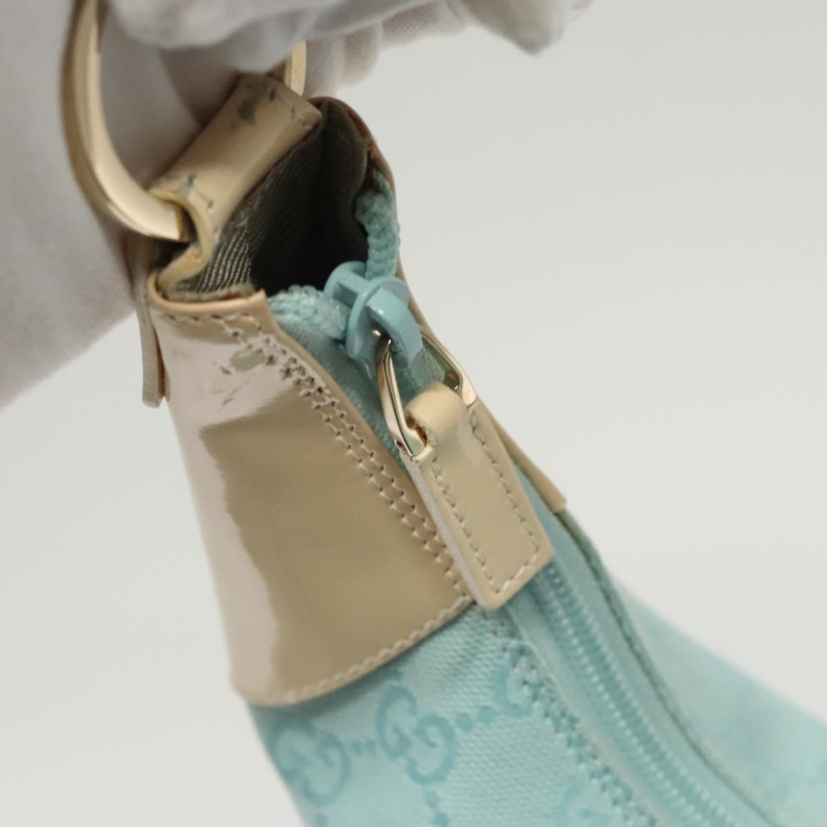 Gucci Vintage Zip Hobo GG Canvas and Patent, BLUE, CANVAS, Shoulder bag