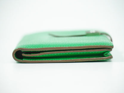 Hermes Bearn Wallet Chevre Mysore, GREEN, LEATHER, Wallets