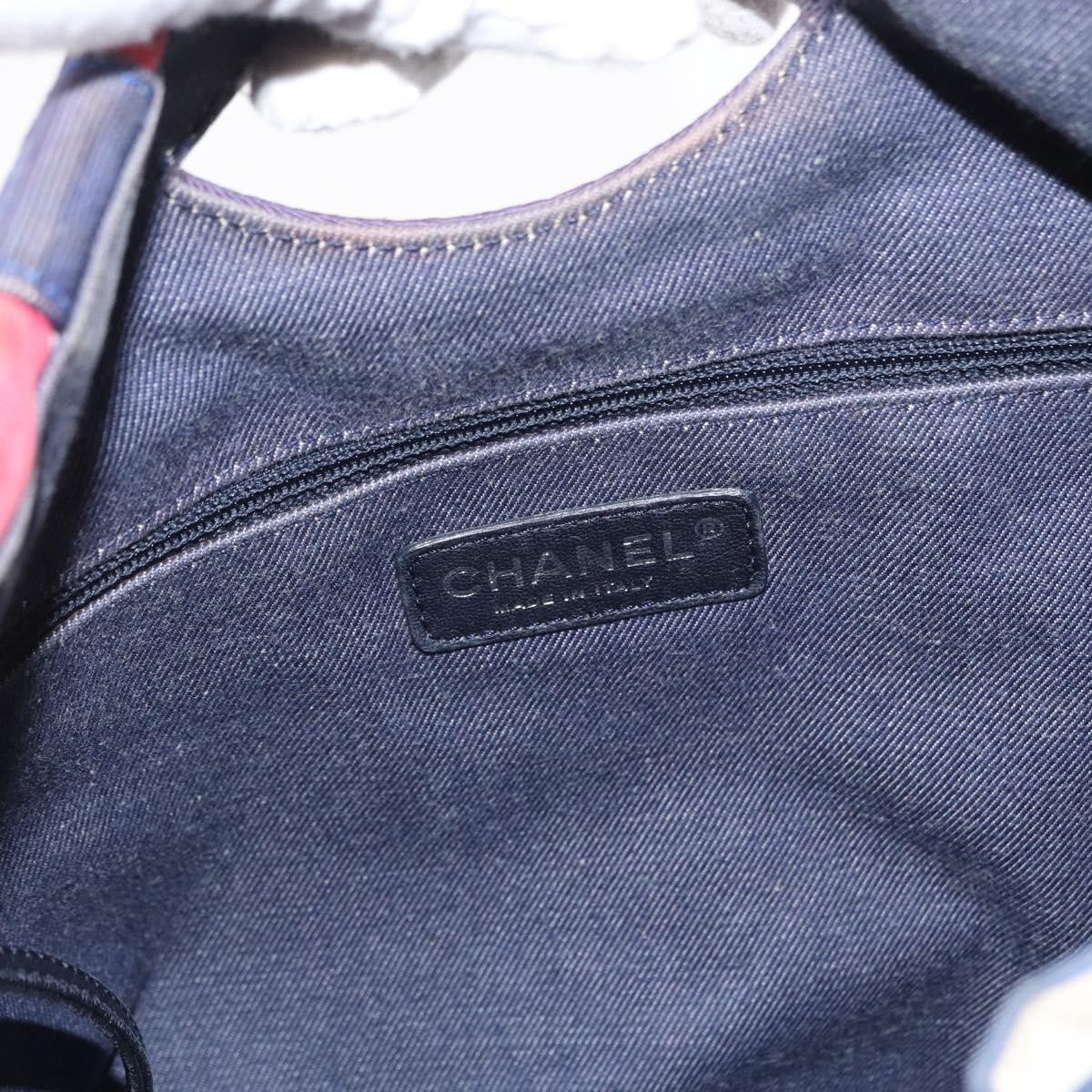 Chanel Mariniere Chain Tote Striped Canvas, NAVY, CANVAS, Tote bag