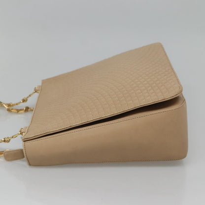 Bally Vintage Chain Shoulder Bag Quilted Leather, BEIGE, LEATHER, Shoulder bag