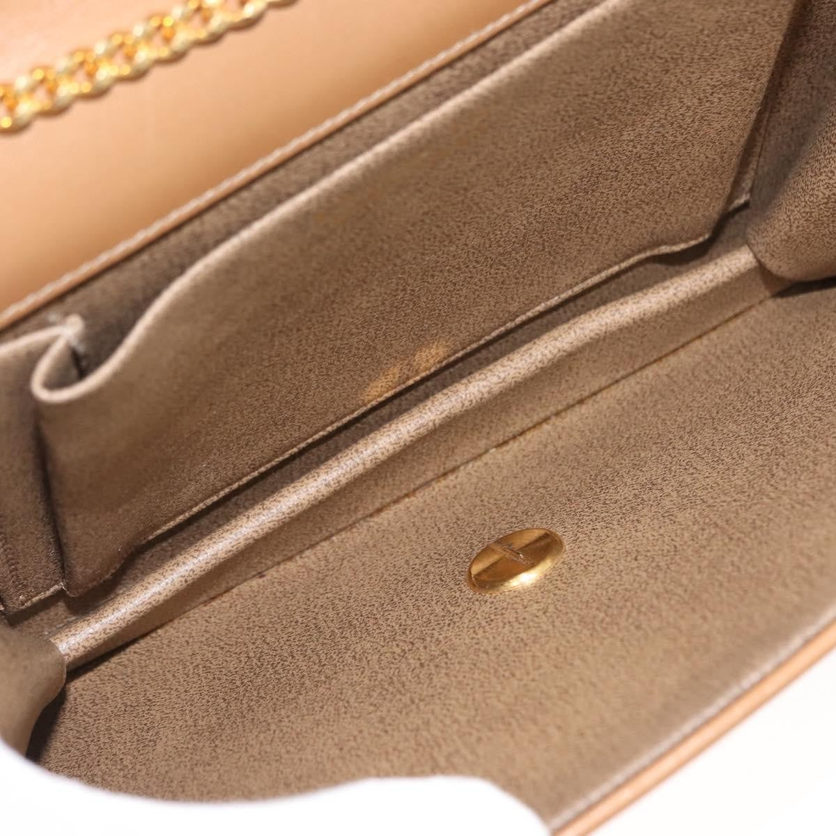 Christian Dior Vintage CD Chain Flap Shoulder Bag Leather, BEIGE, LEATHER, Shoulder bag