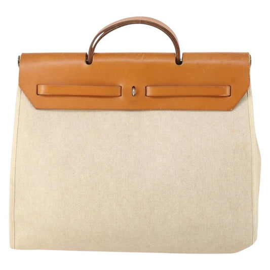 Hermes Herbag Toile and Leather, BEIGE, CANVAS, Handbag
