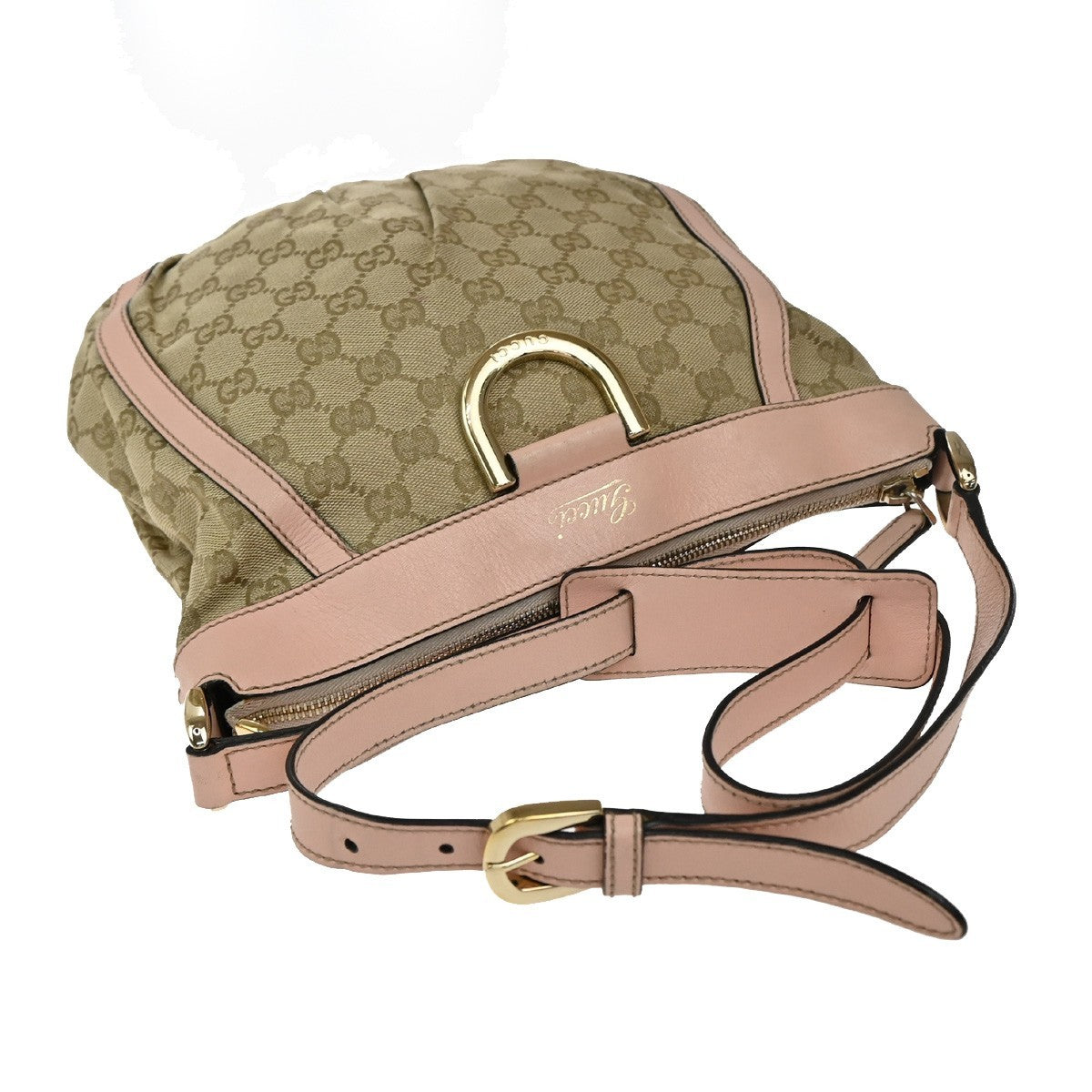 Gucci D-Ring Shoulder Bag (Outlet) GG Canvas, Brown, Canvas, Shoulder Bag