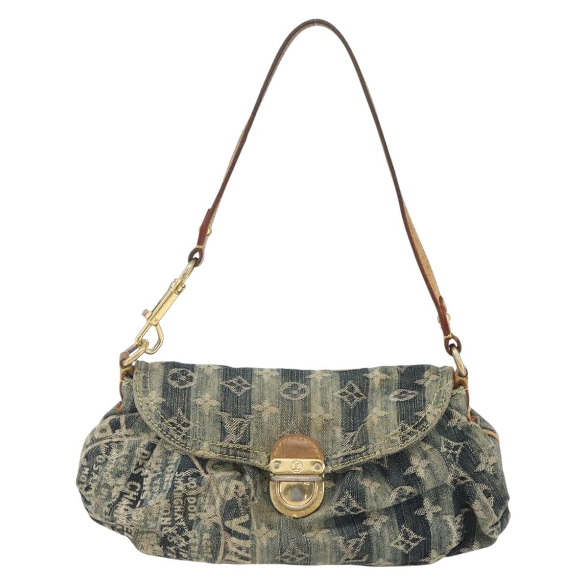 Louis Vuitton Pleaty Raye Handbag Striped Monogram Denim, BLUE, DENIM_JEANS, Shoulder bag