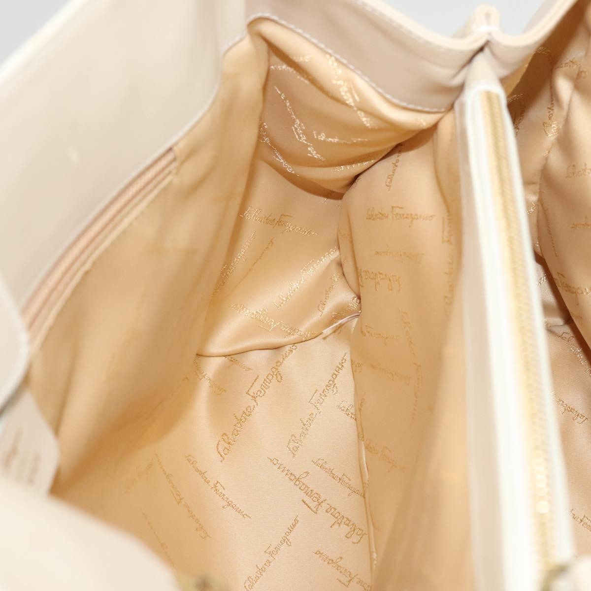 Salvatore Ferragamo Gancini Shoulder Bag Leather, BEIGE, LEATHER, Shoulder bag