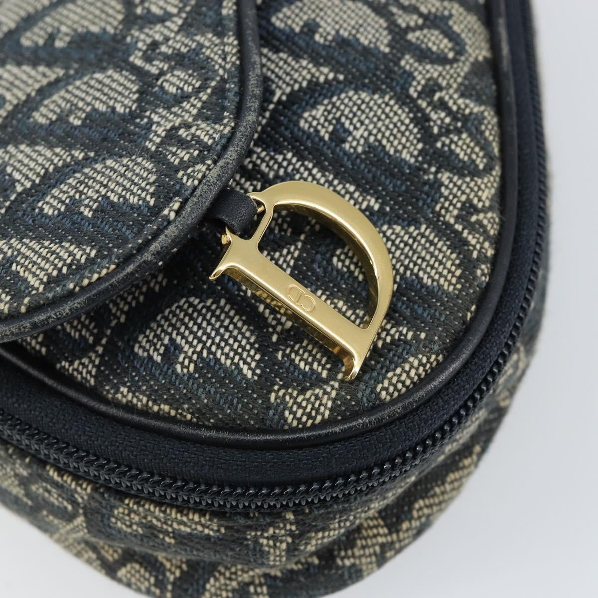 Christian Dior Vintage Saddle Coin Purse Diorissimo Canvas, BLUE, CANVAS, Clutche & pouche