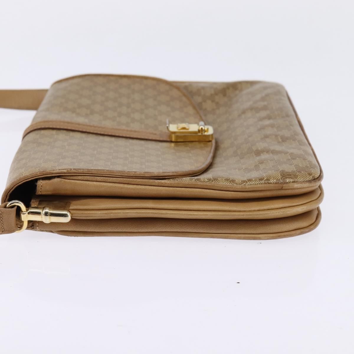 Celine Vintage Macadam Shoulder Bag Canvas and Leather, BEIGE, CANVAS, Shoulder bag
