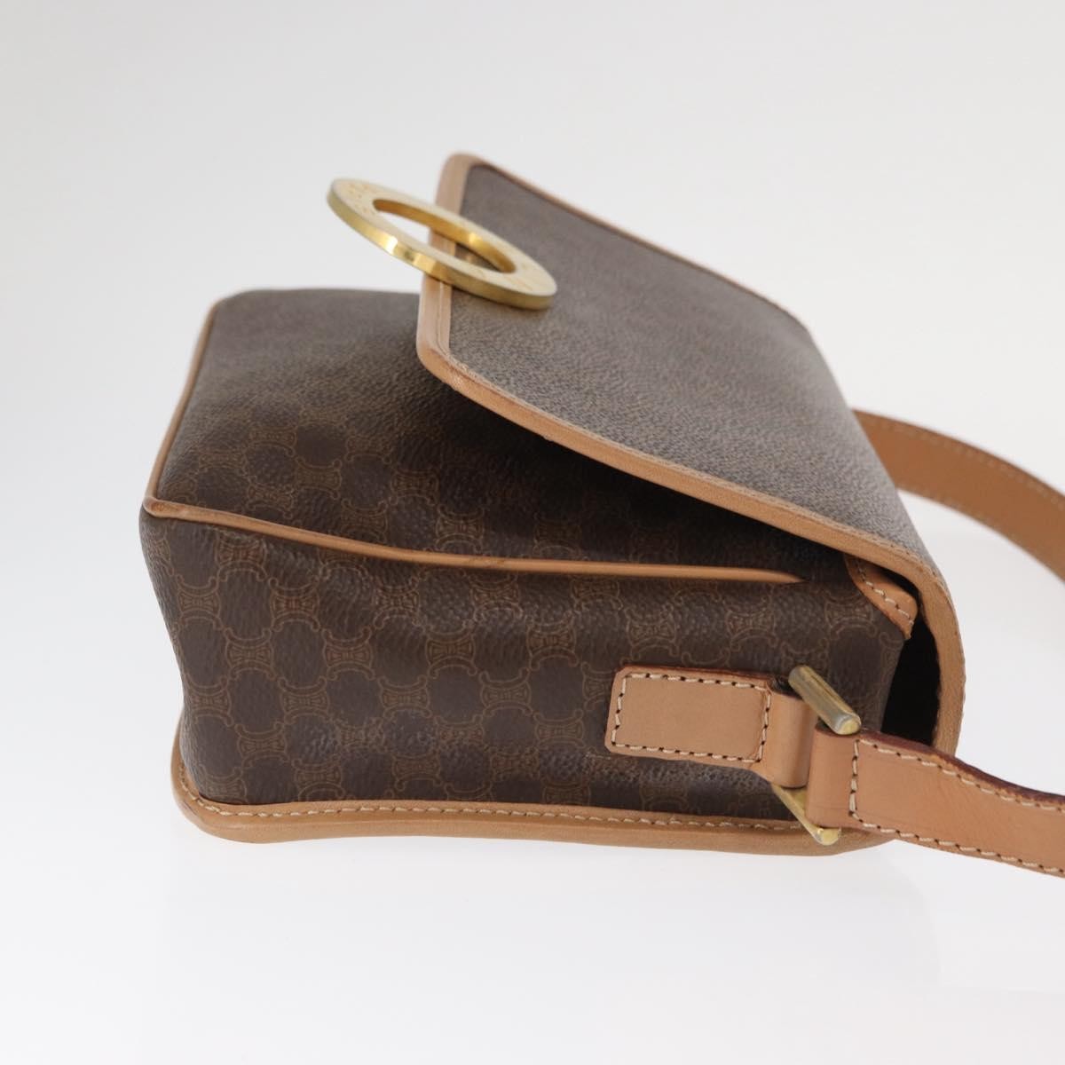 Celine Vintage Macadam Shoulder Bag Canvas and Leather, BROWN, CANVAS, Shoulder bag