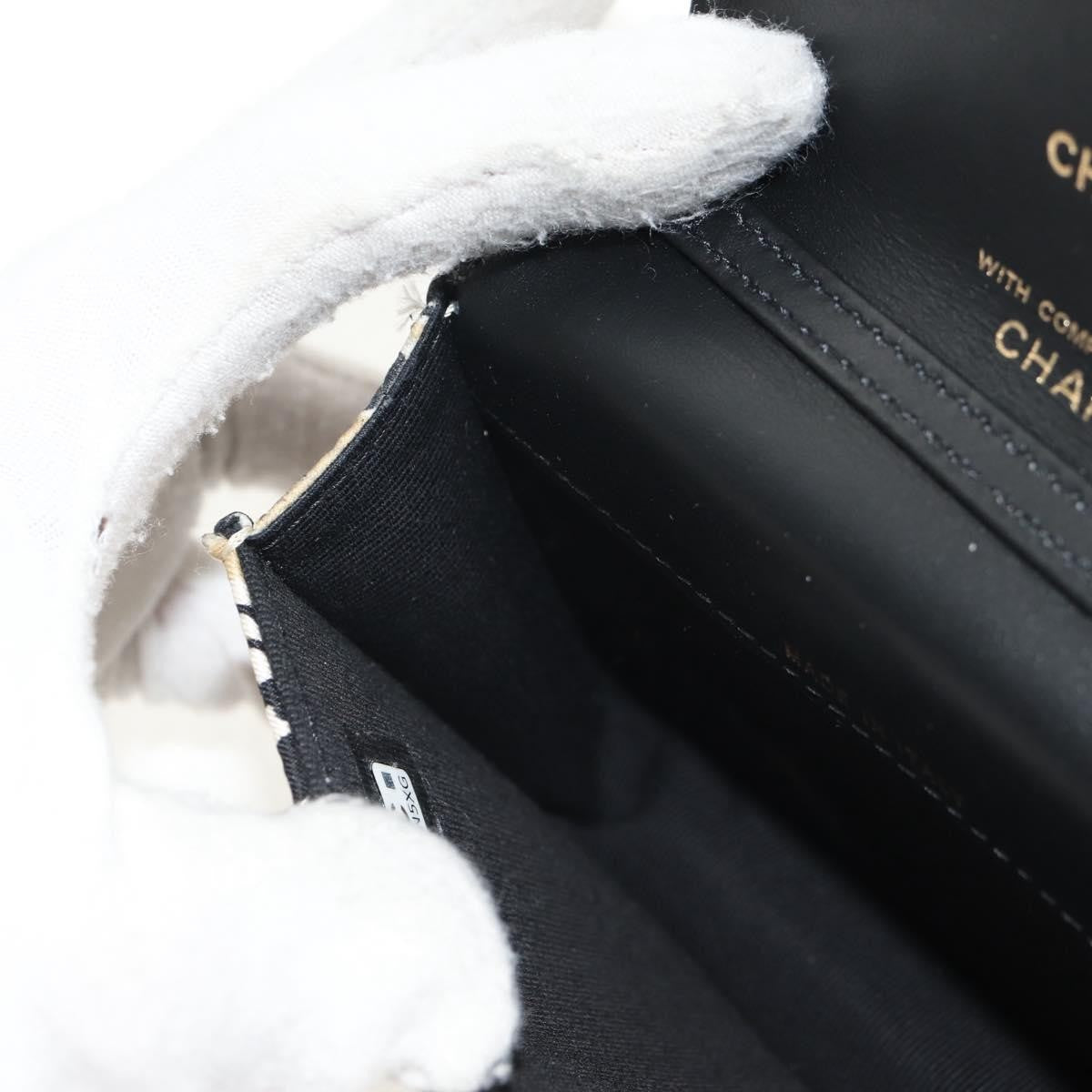 Chanel Flap Card Holder on Chain Quilted Printed Canvas, Beige, Satin, Clutch