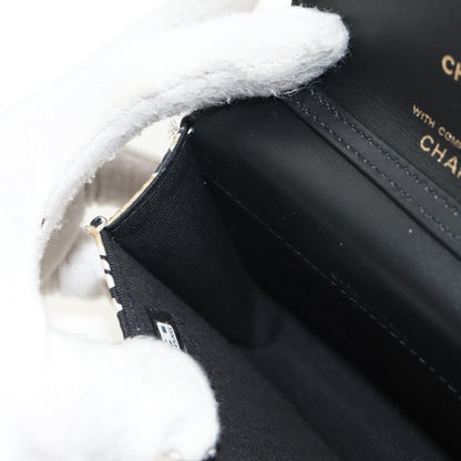 Chanel Flap Card Holder on Chain Quilted Printed Canvas, Beige, Satin, Clutch