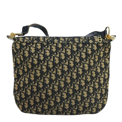 Christian Dior Vintage Trotter Shoulder Bag Canvas, NAVY, CANVAS, Shoulder bag