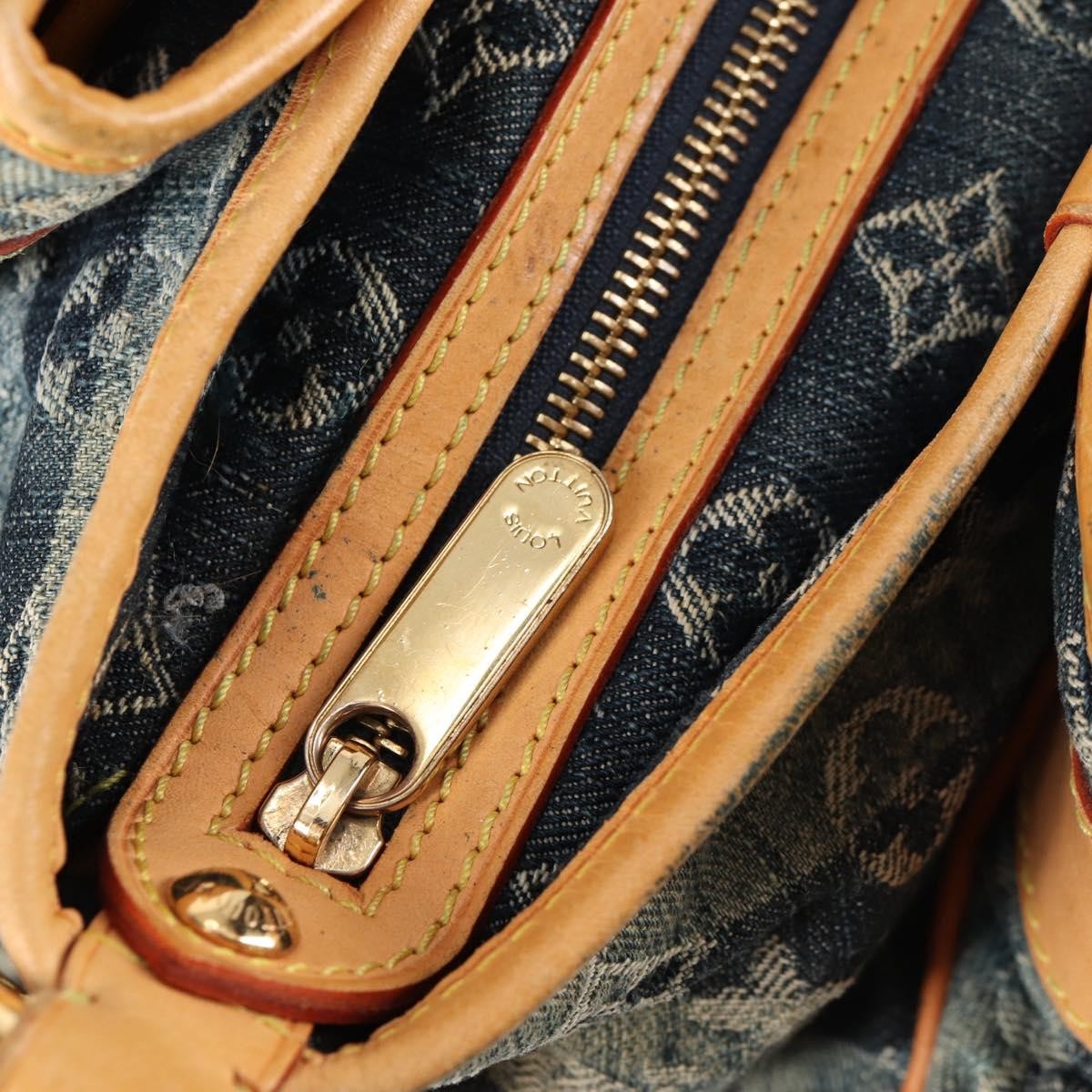 Louis Vuitton Porte Epaule Raye Handbag Striped Monogram Denim, BLUE, DENIM_JEANS, Handbag