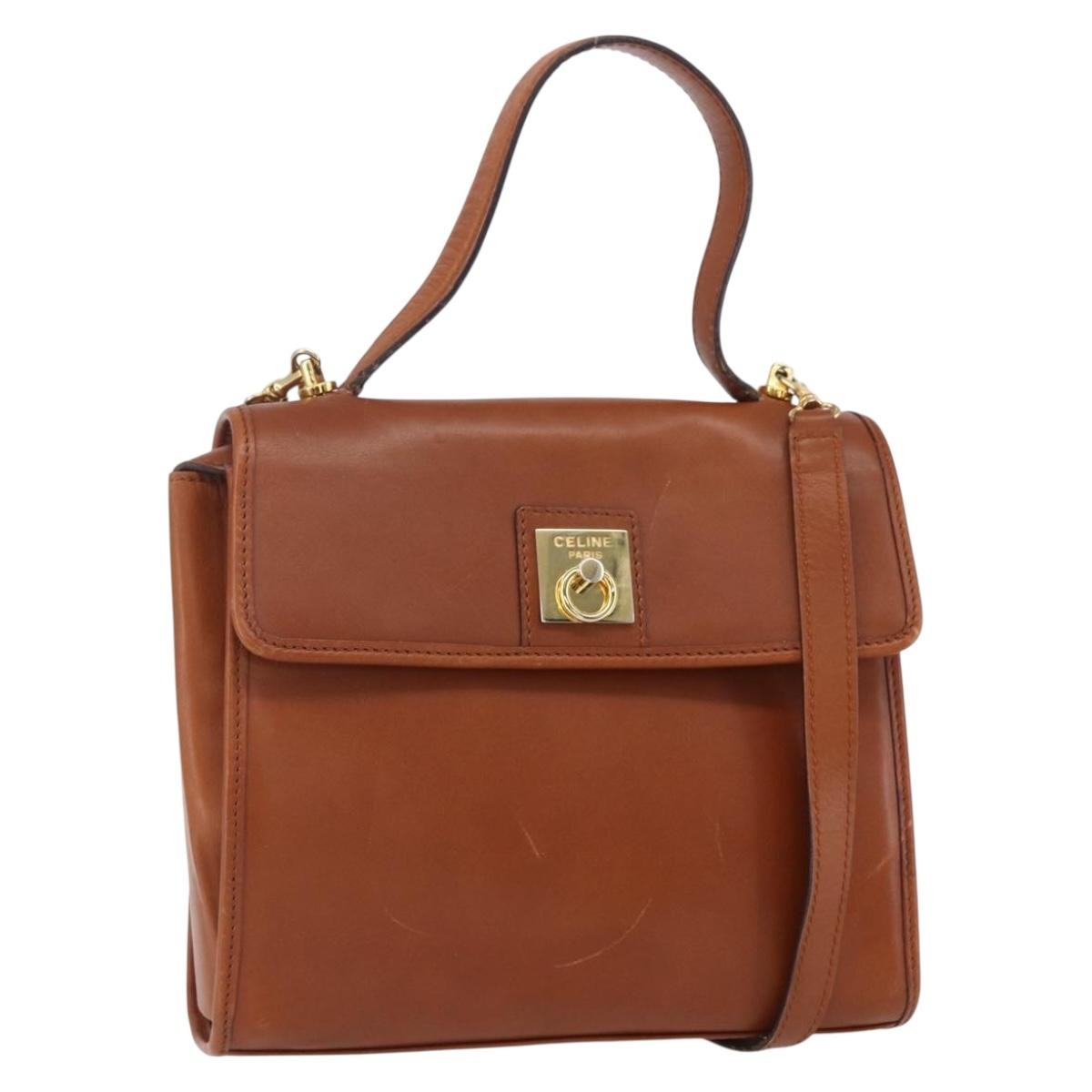 Celine Handbag Leather, BROWN, LEATHER, Handbag