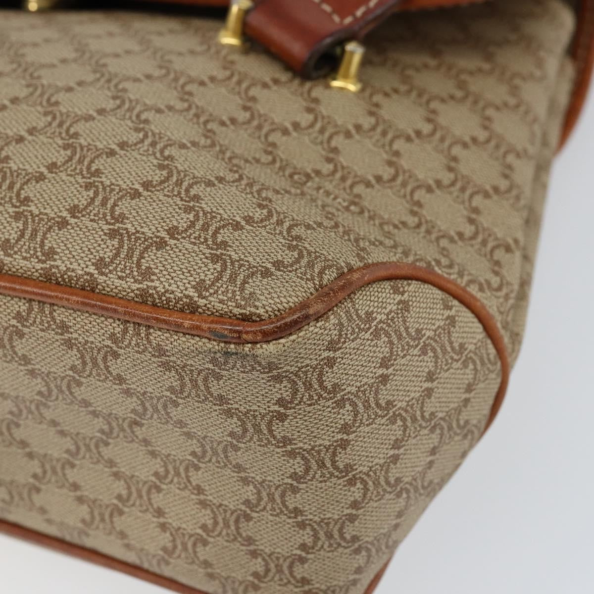 Celine Vintage Macadam Handbag Canvas, BEIGE, CANVAS, Handbag