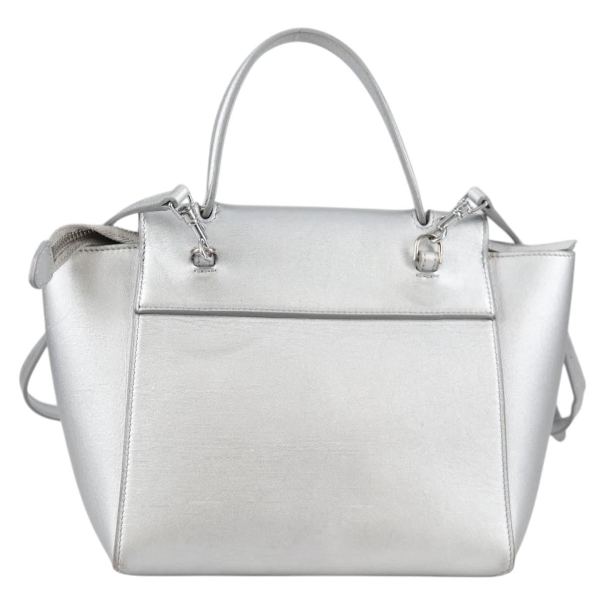 Celine Belt Bag Textured Leather, Silver, Leather, Handbag