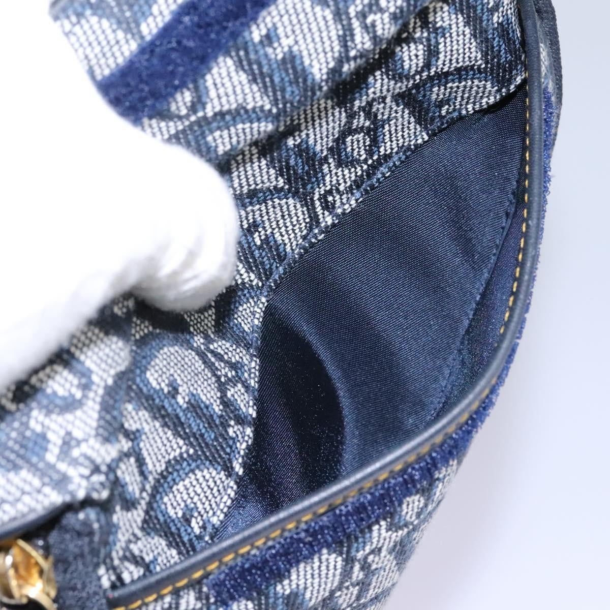 Christian Dior Vintage Saddle Coin Purse Diorissimo Canvas, NAVY, CANVAS, Clutche & pouche