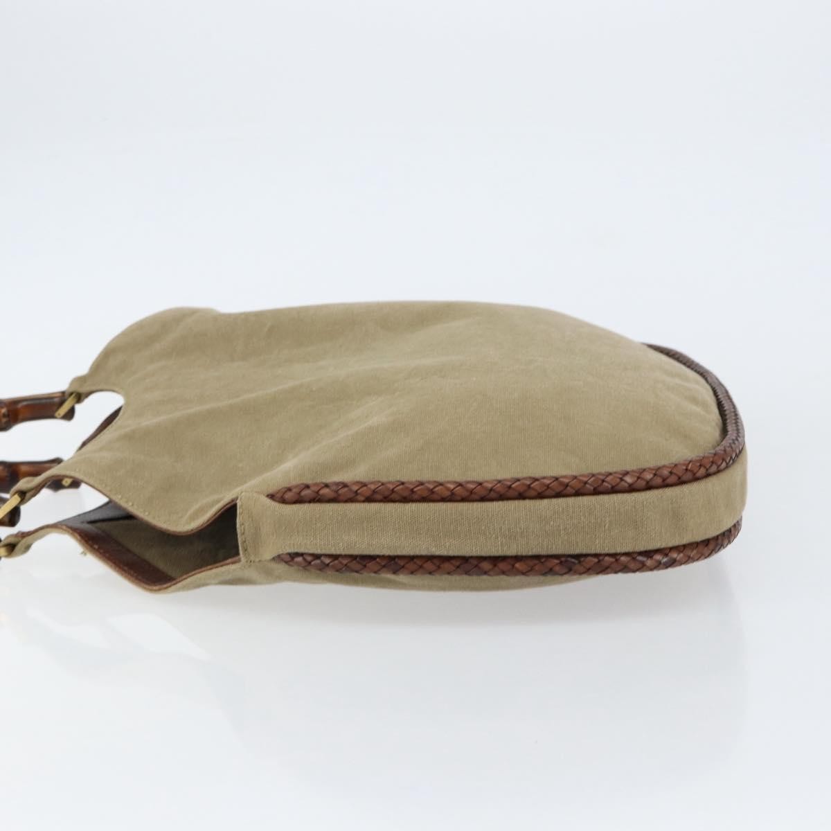 Gucci Vintage Bamboo Hobo Canvas, BEIGE, CANVAS, Handbag