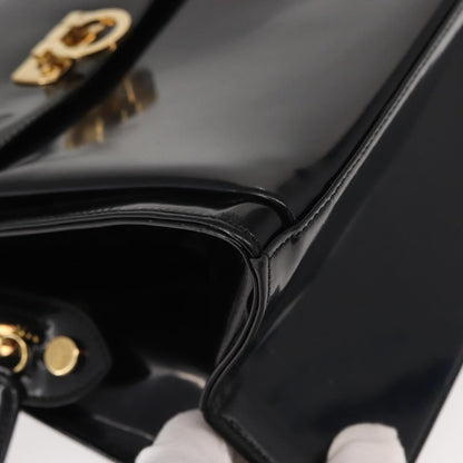 Salvatore Ferragamo Gancini Tote Patent leather, BLACK, PATENT_LEATHER, Tote bag