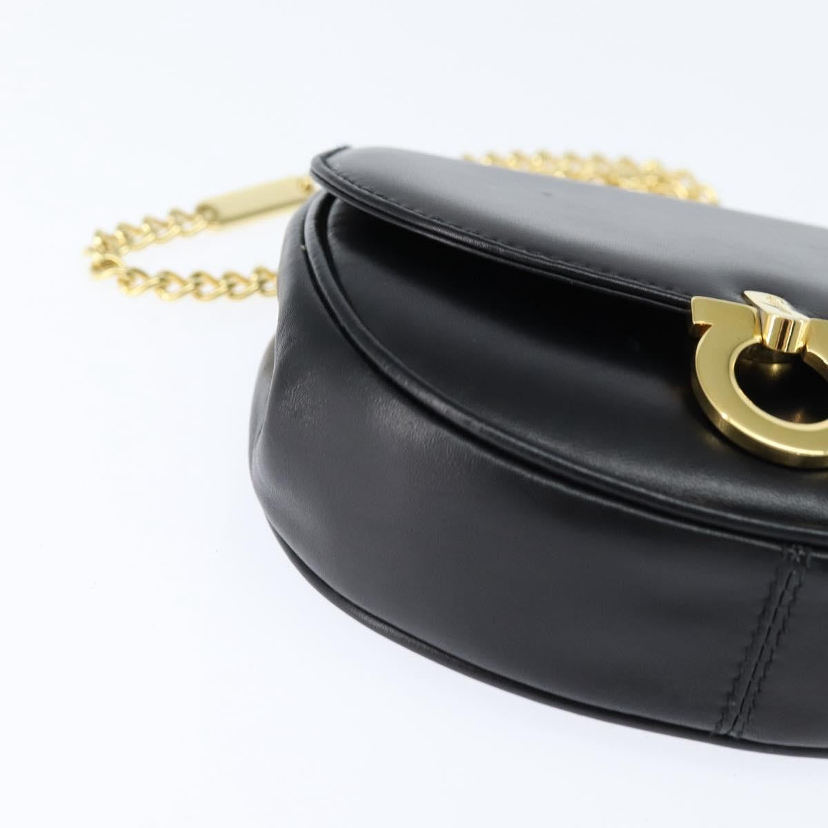 Salvatore Ferragamo Gancini Chain Shoulder bag Leather, BLACK, LEATHER, Shoulder bag