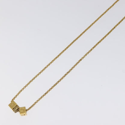 Christian Dior CD Cube Charms Pendant Necklace Metal with Crystals, GOLD, METAL, Necklace